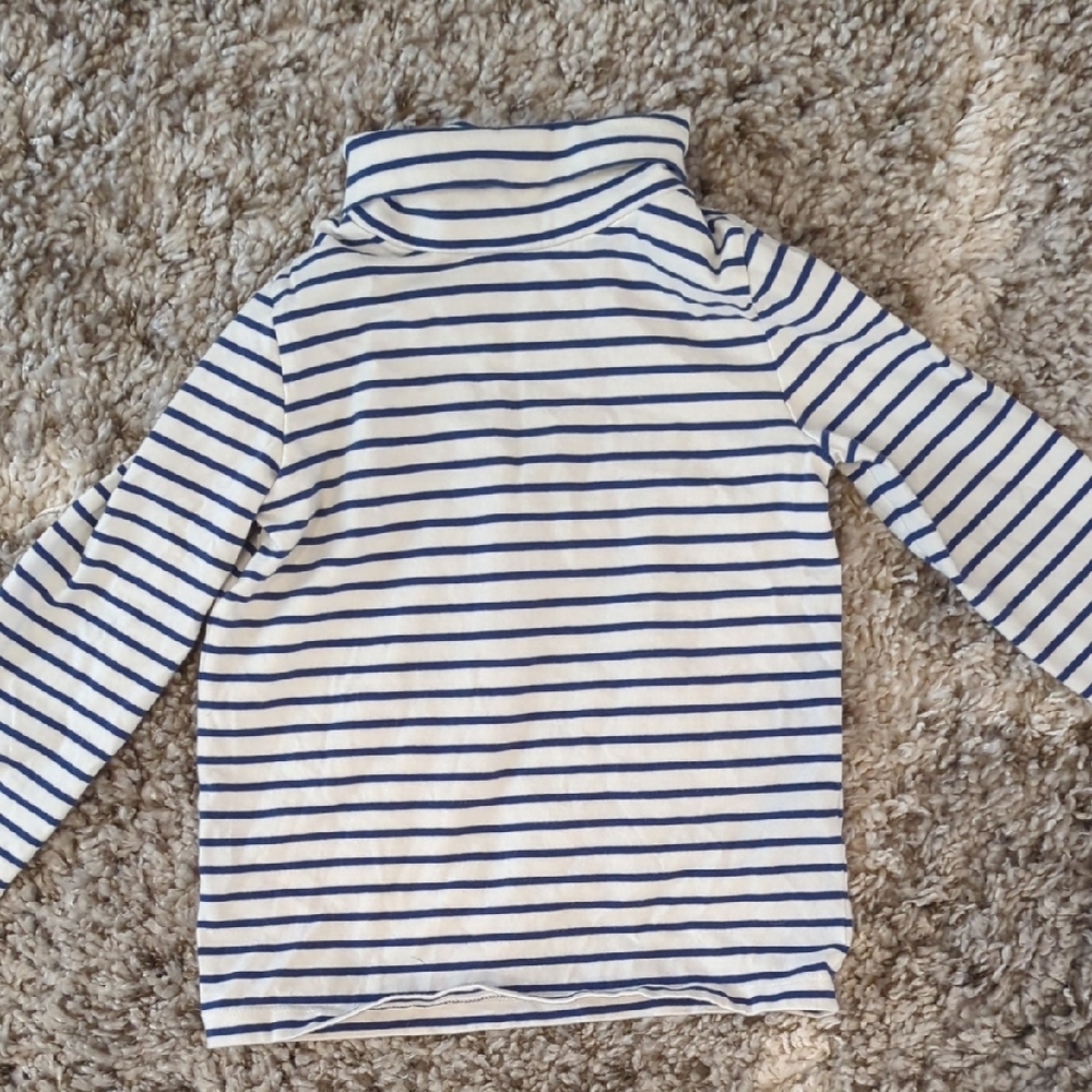 Striped Kids Turtleneck Shirt - Blue and White